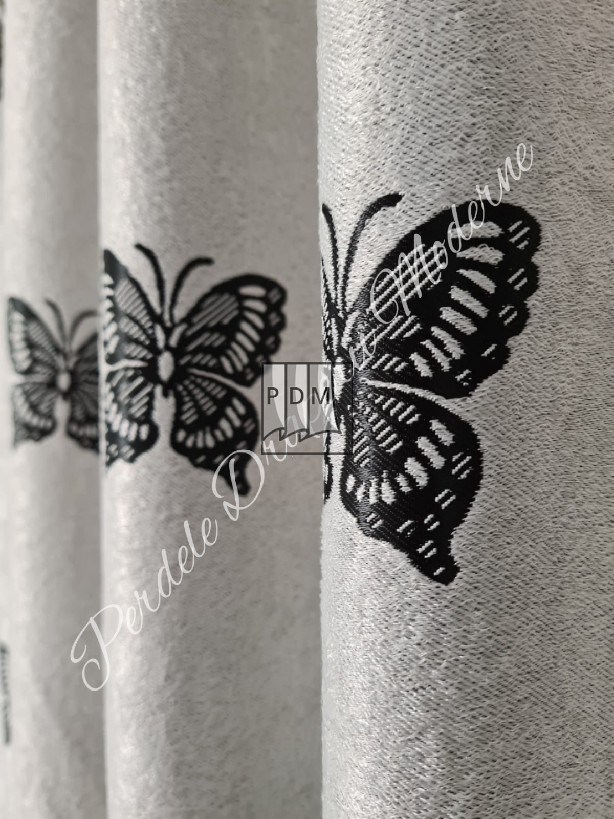 Draperie Blackout,gri/negru, fluturasi imagine 3     