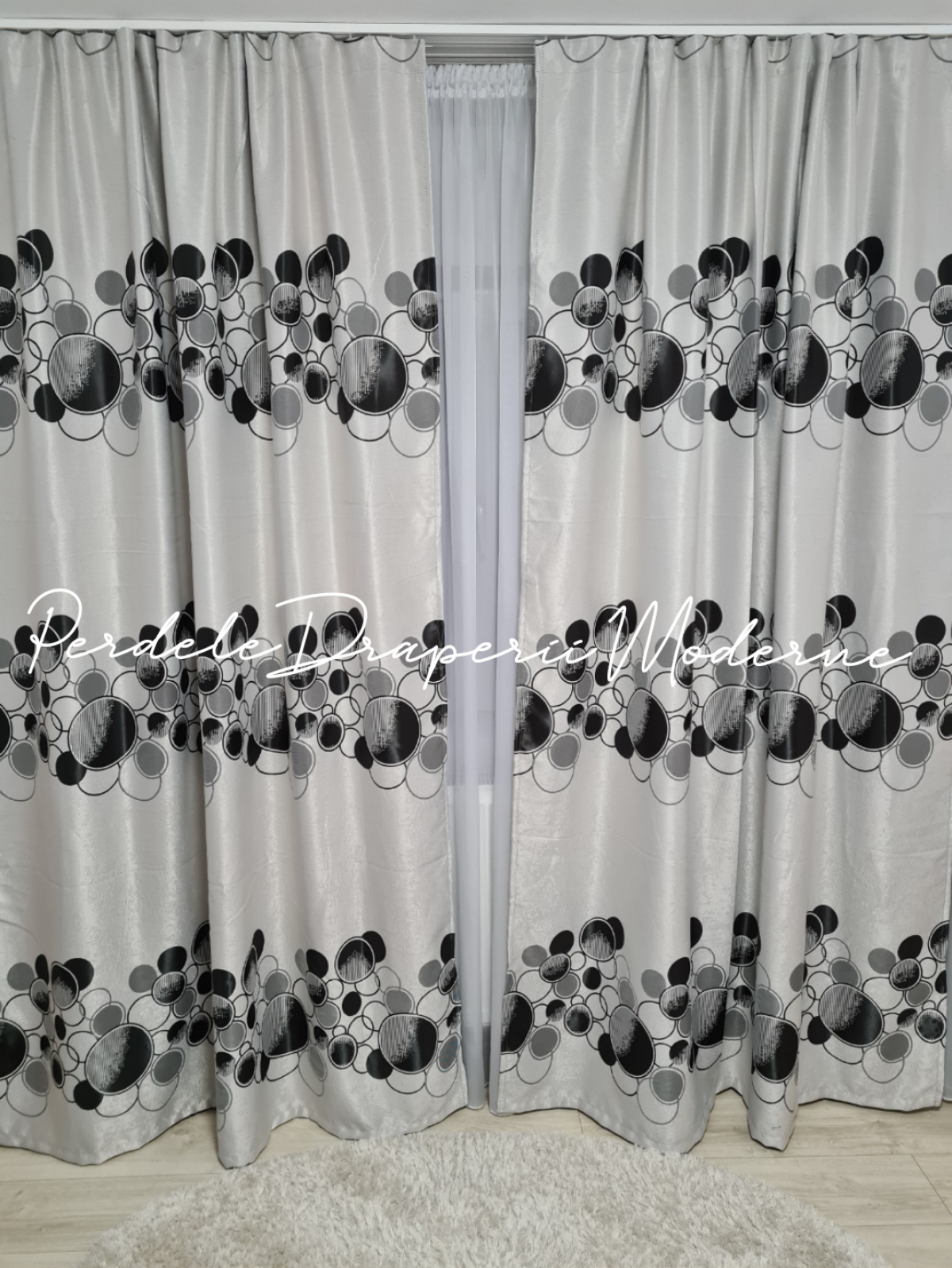 poze Draperie Blackout,gri/negru,buline 2