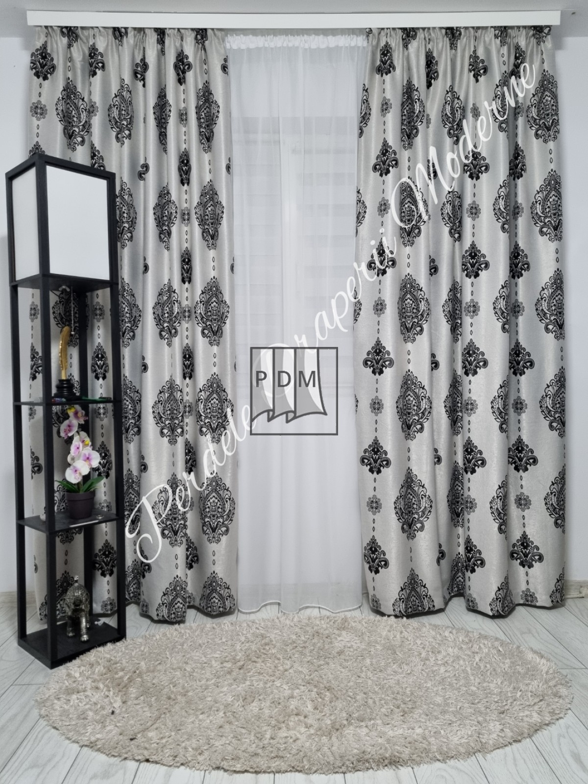poze Draperie Blackout,gri/negru,model baroc
