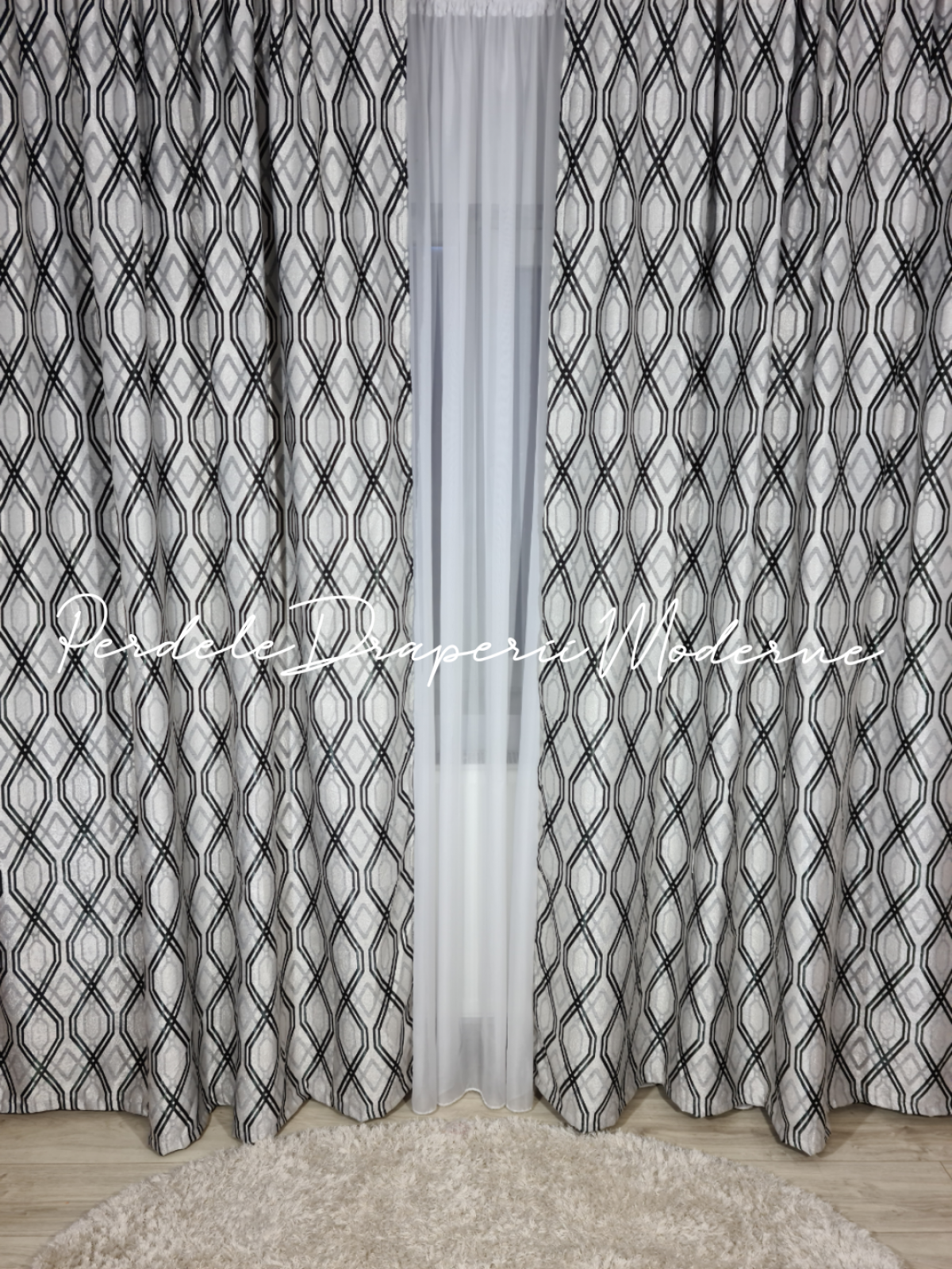 poze Draperie Blackout,gri/negru