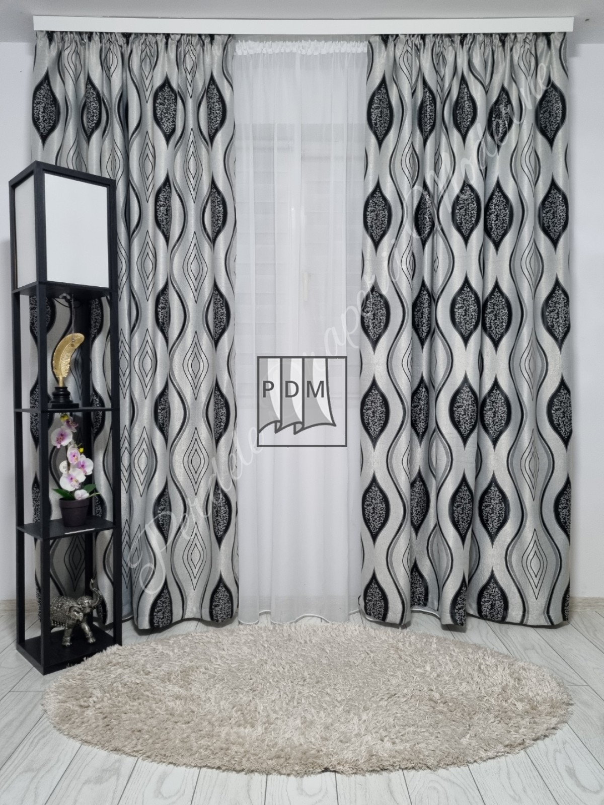 poze Draperie Blackout,gri/negru