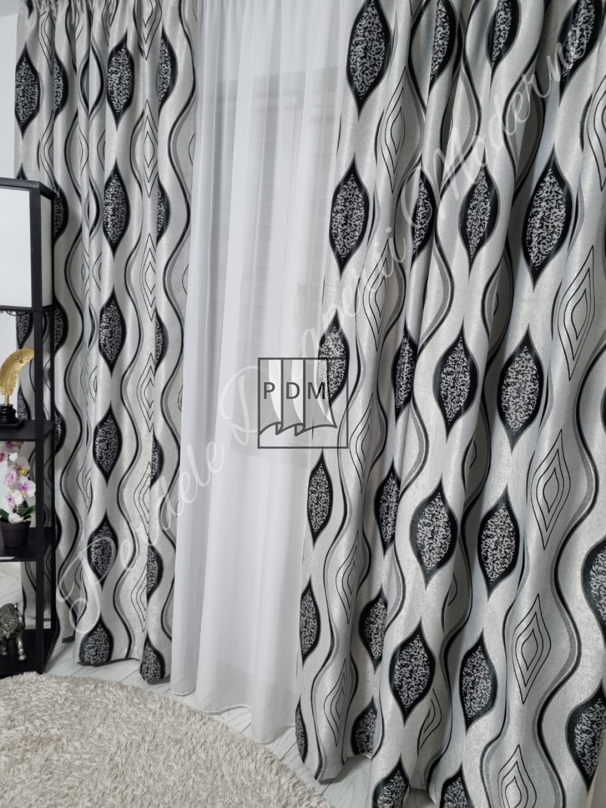 Draperie Blackout,gri/negru imagine 3     