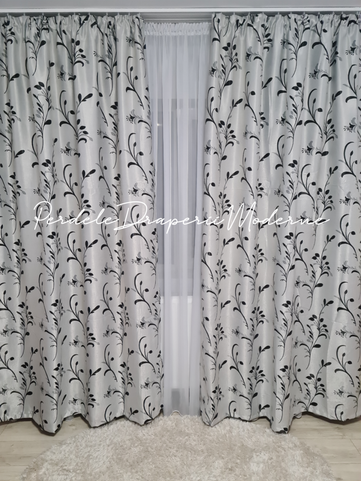 poze Draperie Blackout,gri/negru