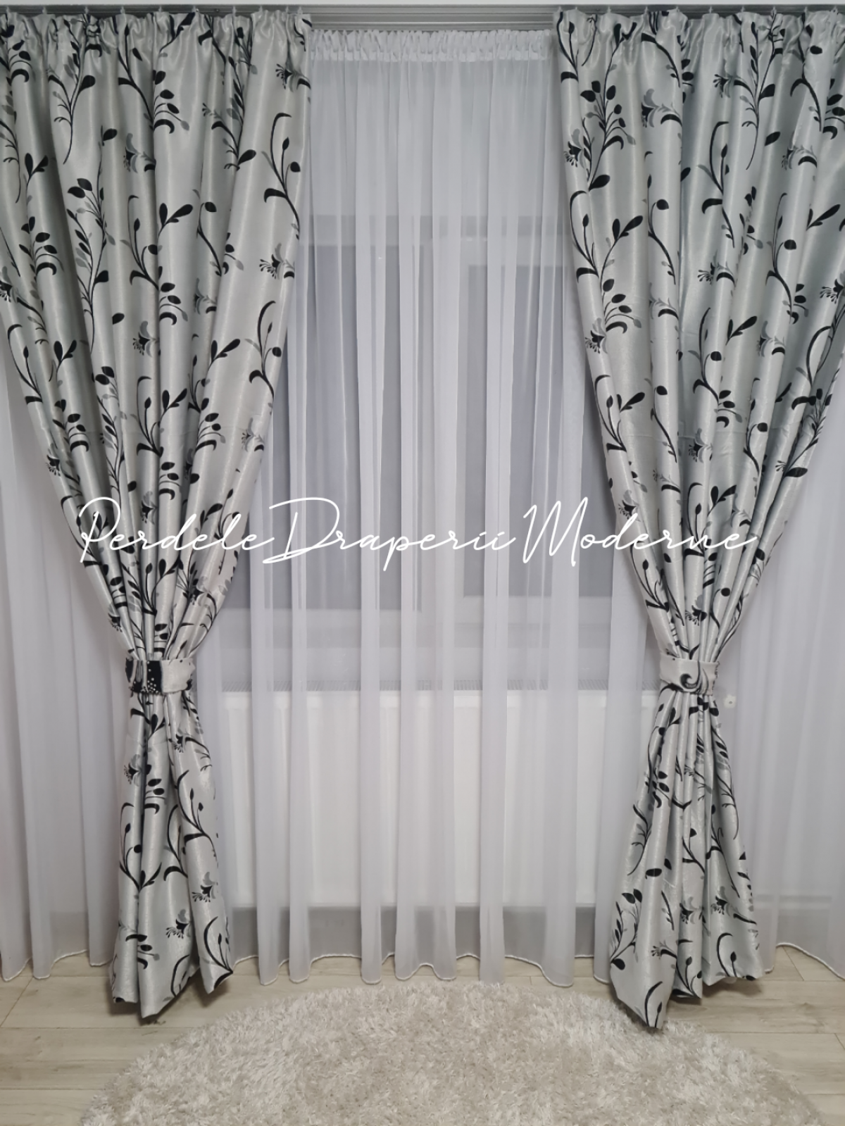 Draperie Blackout,gri/negru imagine 2