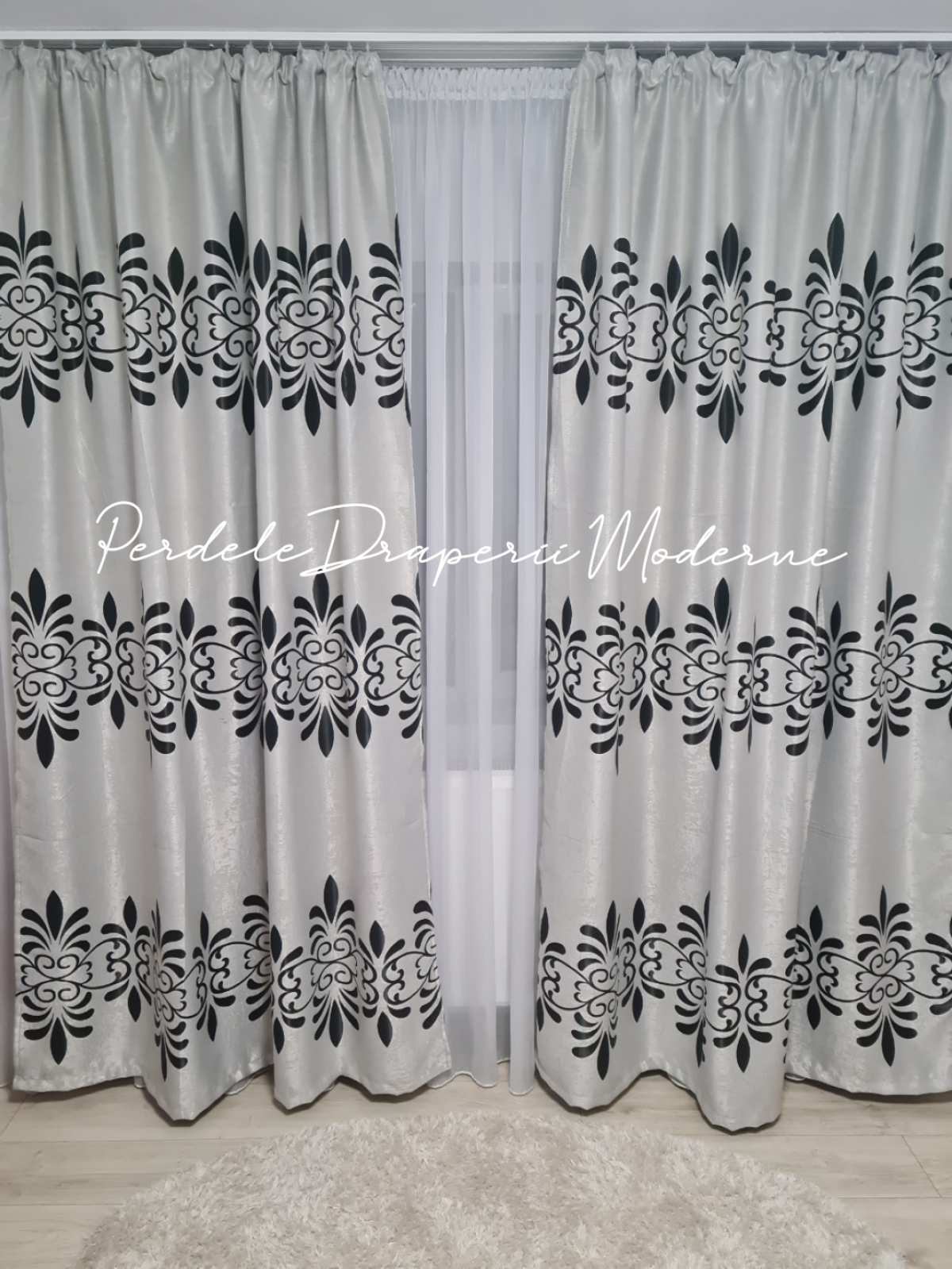 poze Draperie Blackout,gri/negru