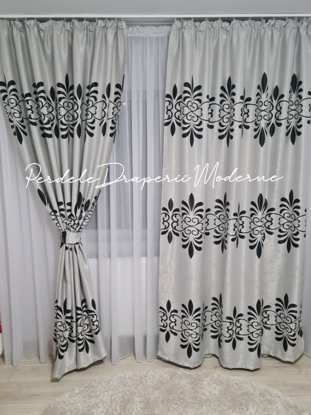 Draperie Blackout,gri/negru imagine 4