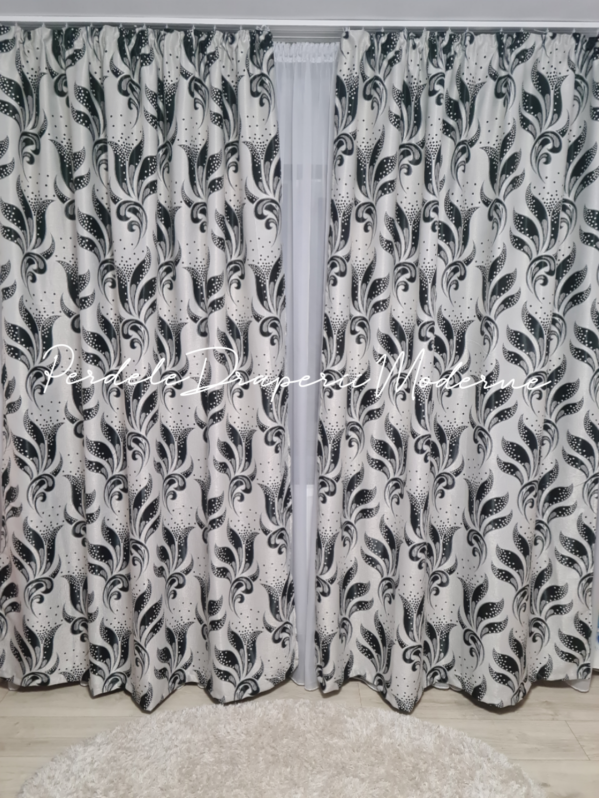 poze Draperie Blackout,gri/negru