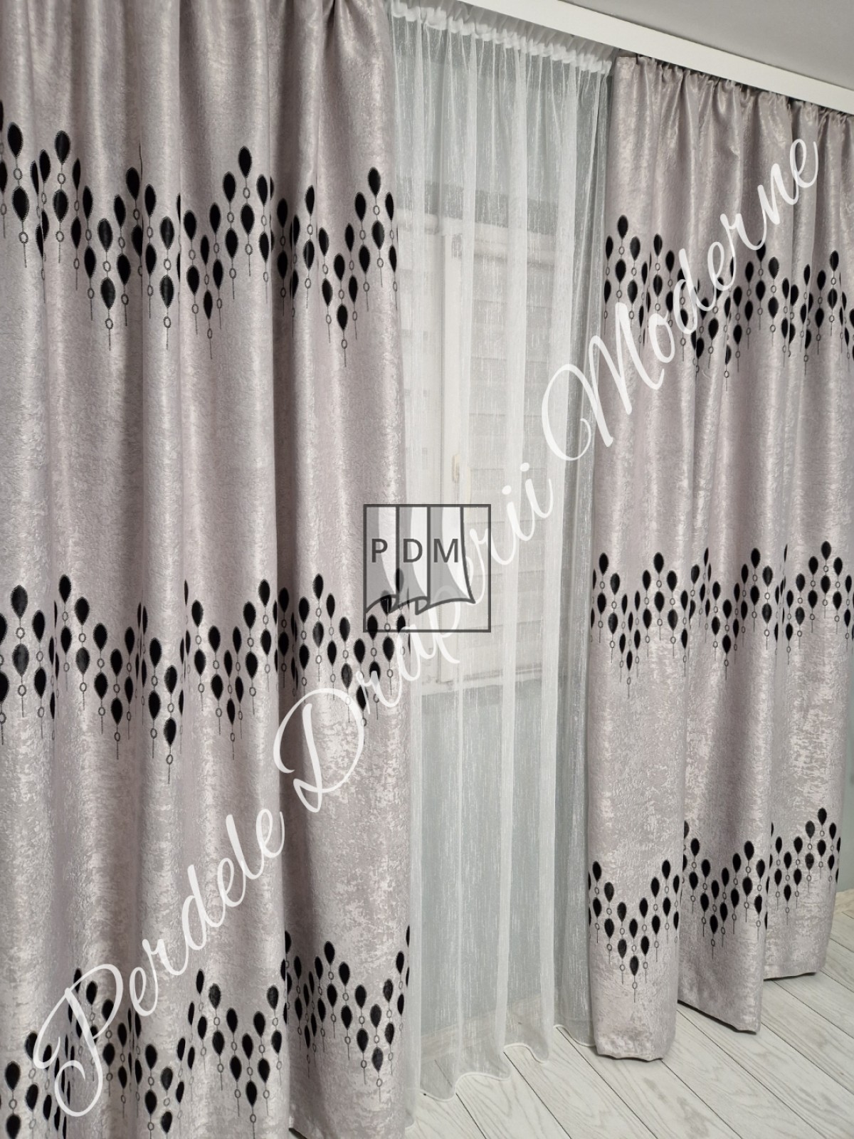 Draperie Blackout,gri/negru imagine 2