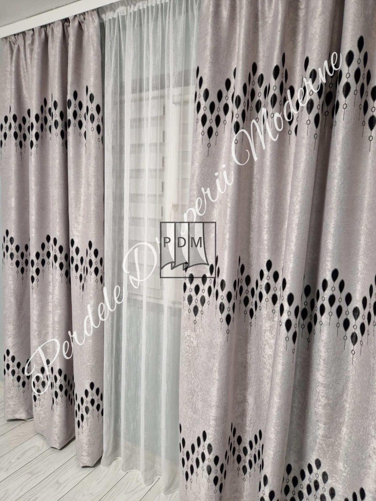 Draperie Blackout,gri/negru imagine 3     