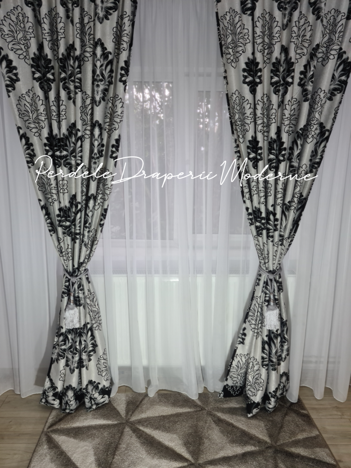 Draperie Blackout,gri/negru imagine 2