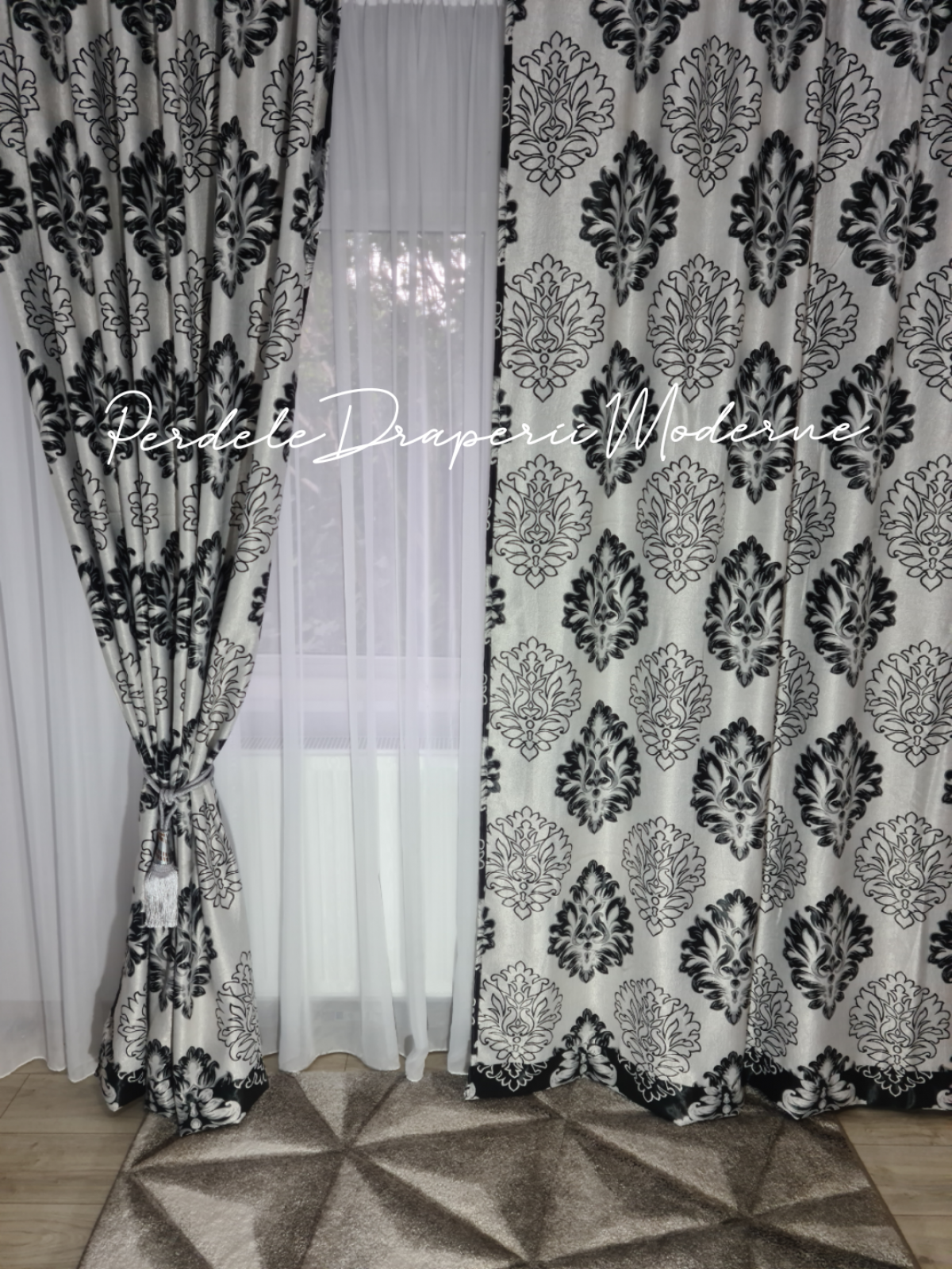 Draperie Blackout,gri/negru imagine 3     
