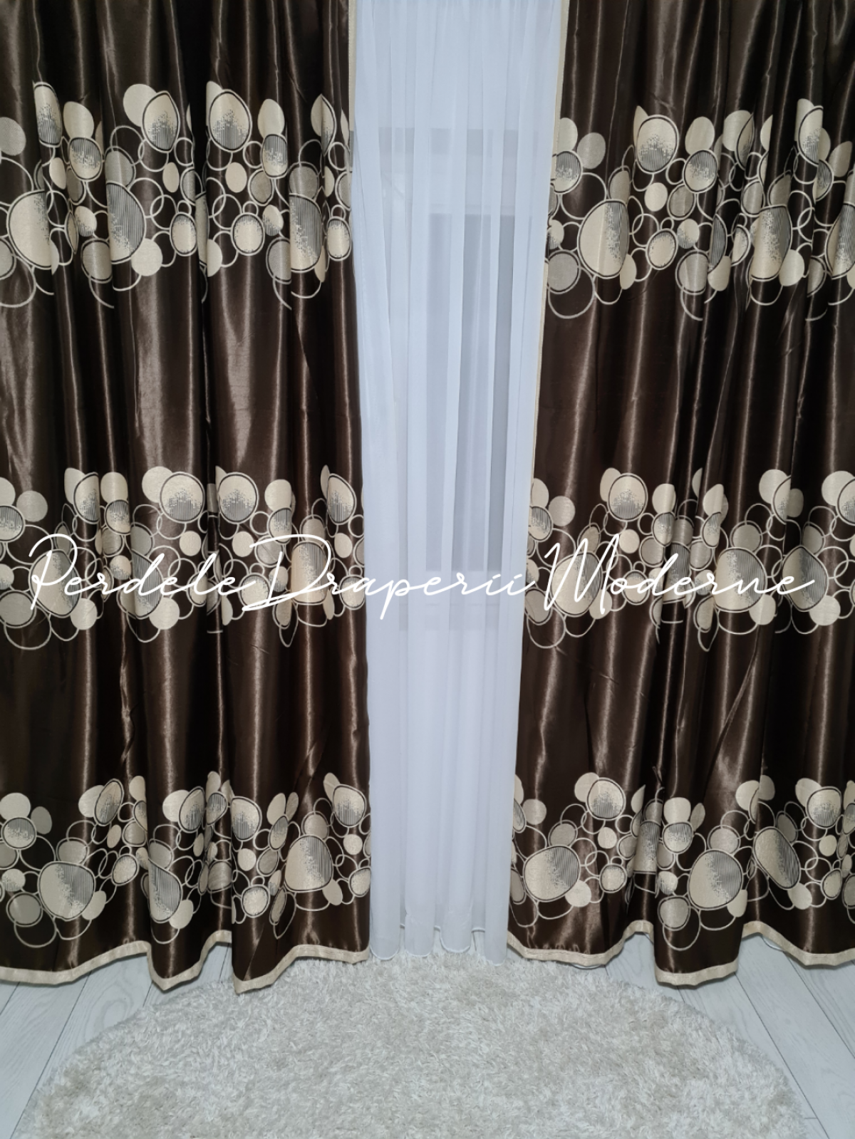 poze Draperie Blackout,maro/buline crem 1