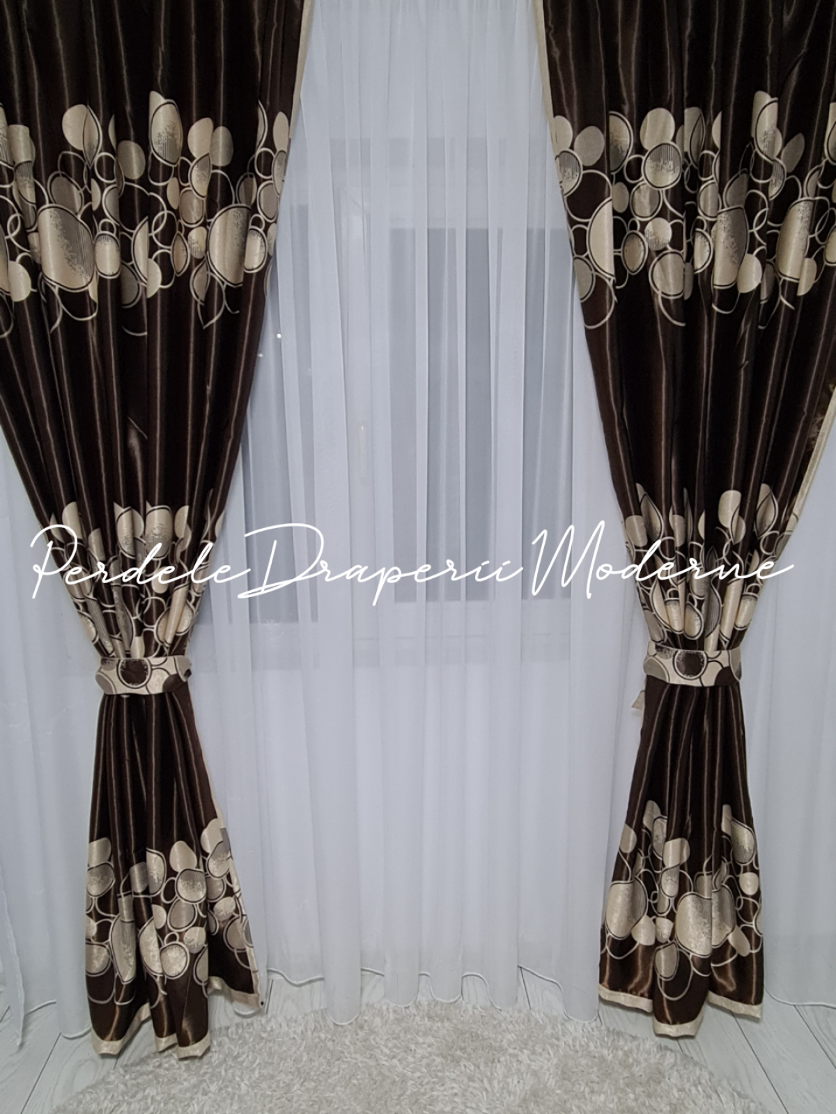 Draperie Blackout,maro/buline crem 1 imagine 2