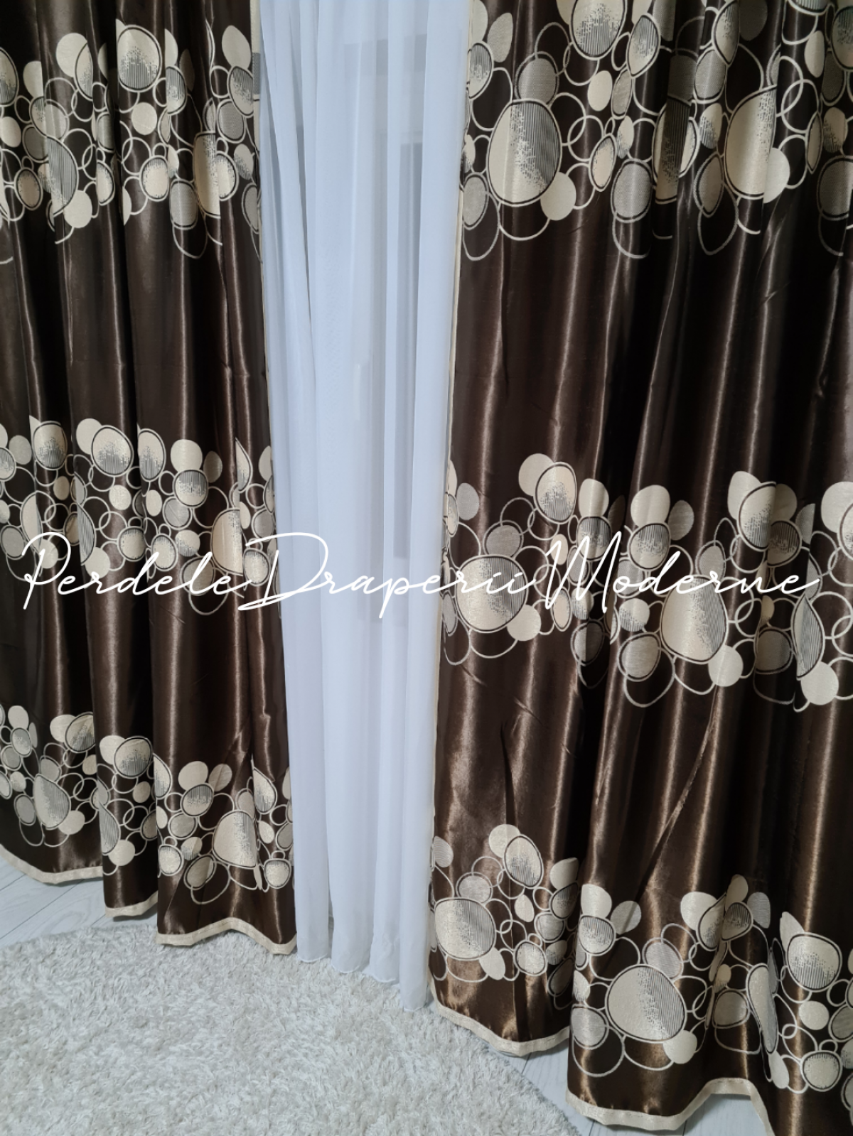 Draperie Blackout,maro/buline crem 1 imagine 4