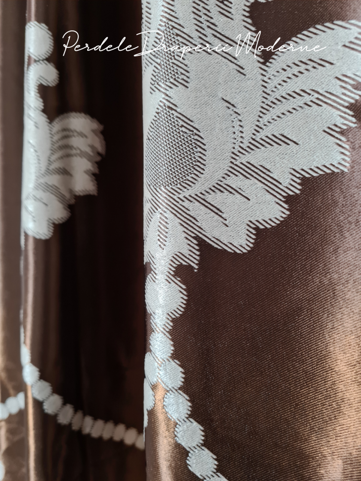 Draperie Blackout,maro/crem baroc lantisor imagine 4
