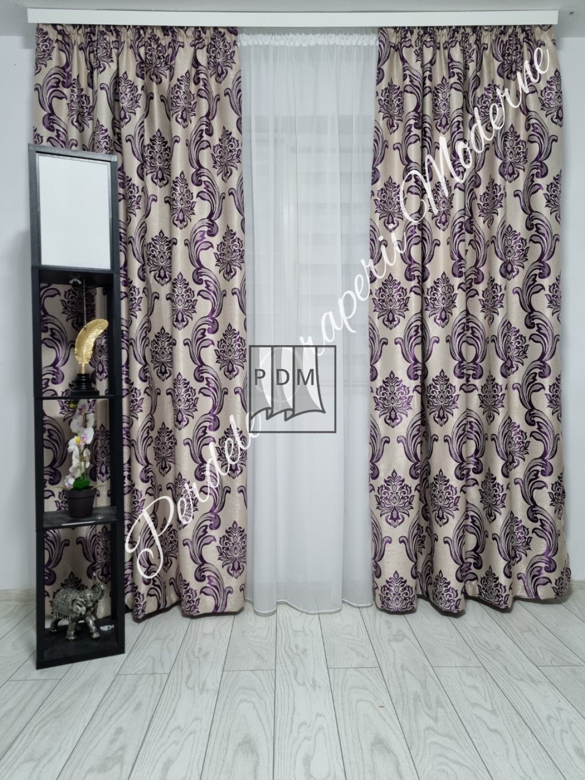 poze Draperie Blackout,model baroc,crem/mov