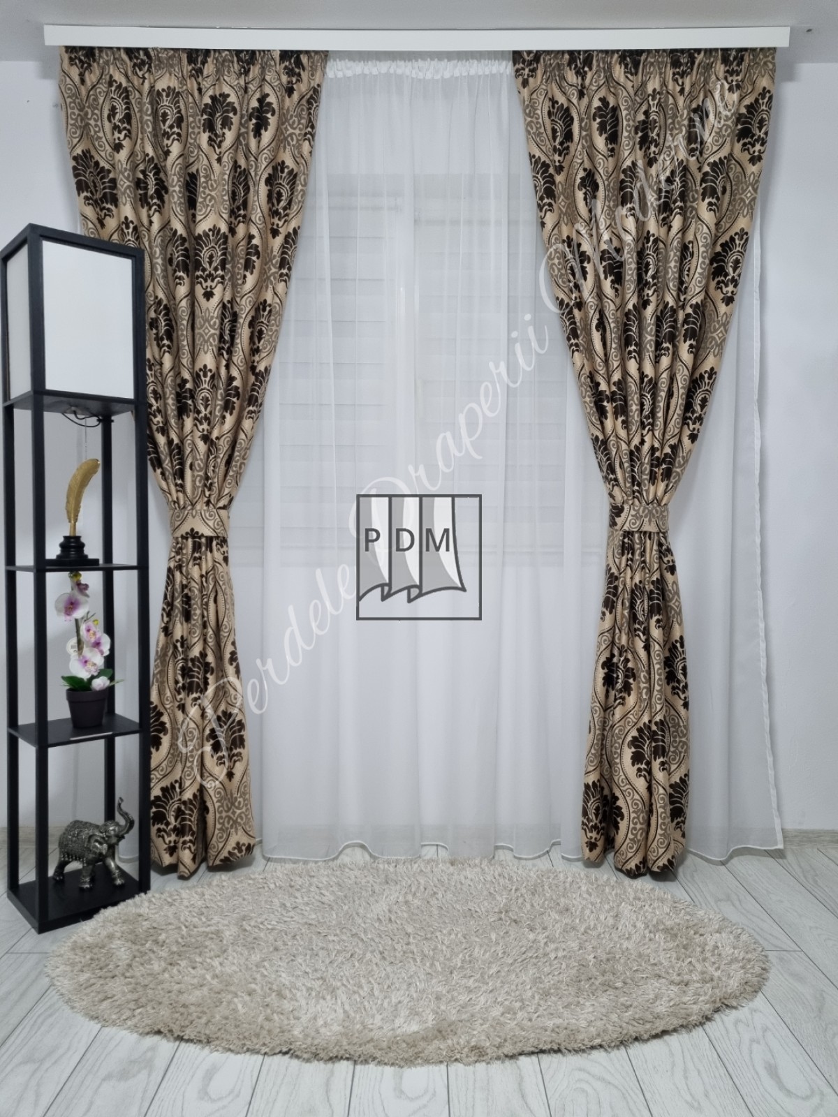 Draperie Blackout,model baroc,crem imagine 3     