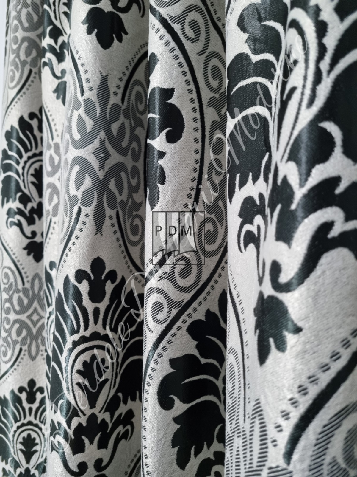 Draperie Blackout,model baroc,gri/negru imagine 4