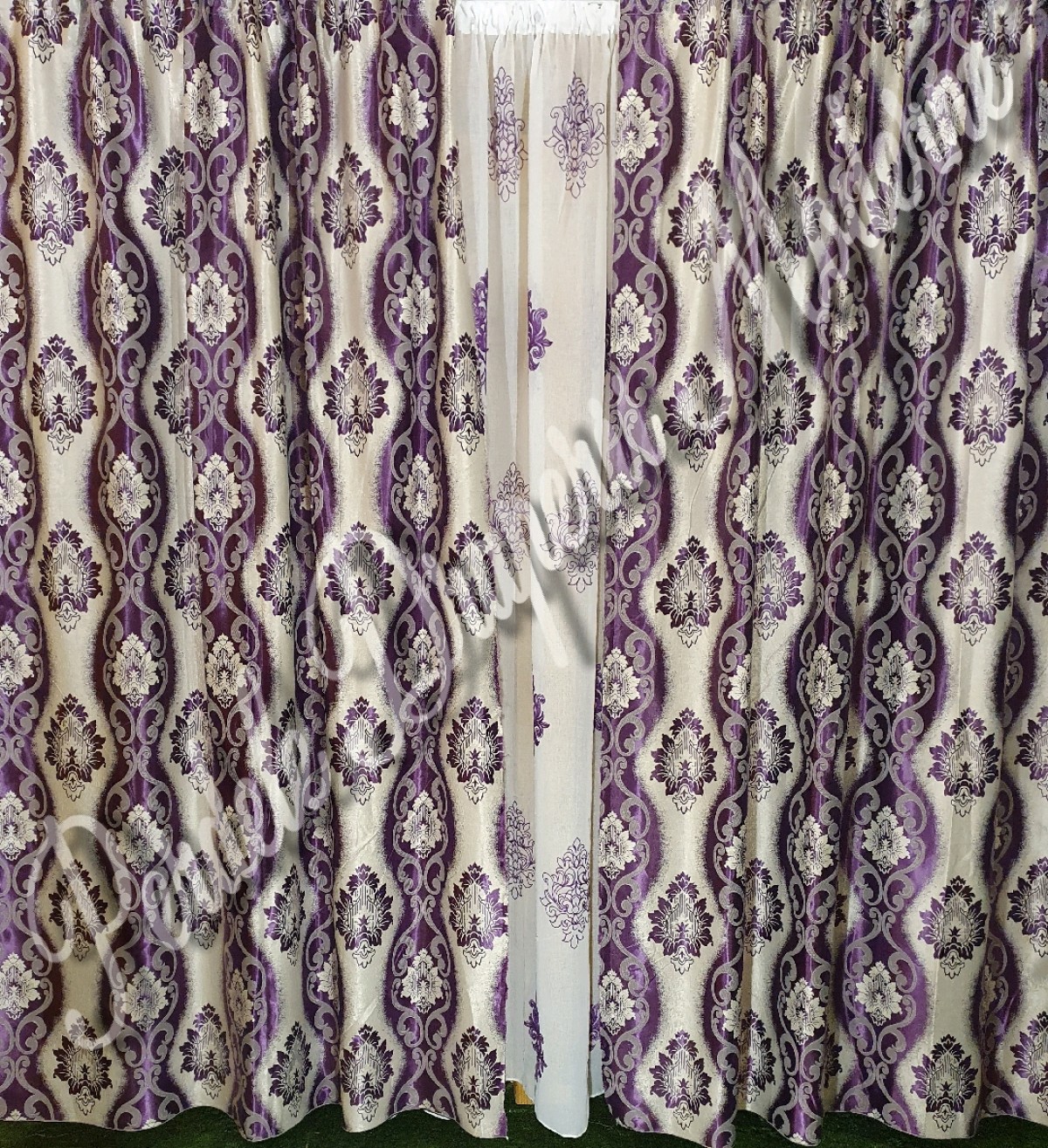 poze Draperie Blackout,mov/crem.,model baroc