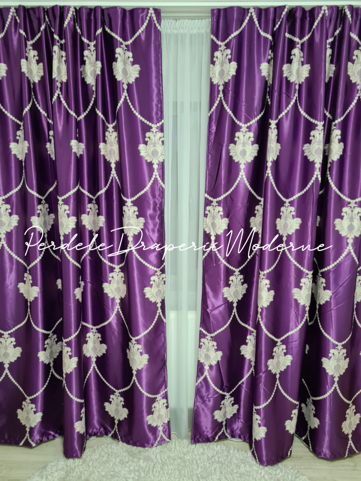 poze Draperie Blackout,mov/crem/model baroc