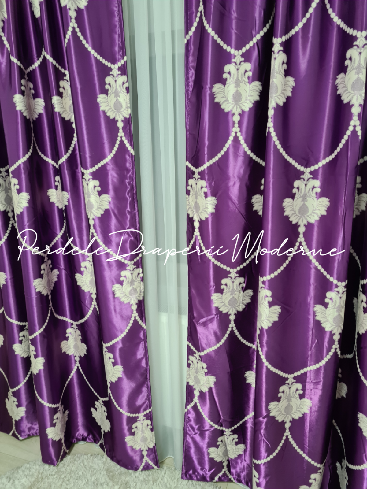 Draperie Blackout,mov/crem/model baroc imagine 2