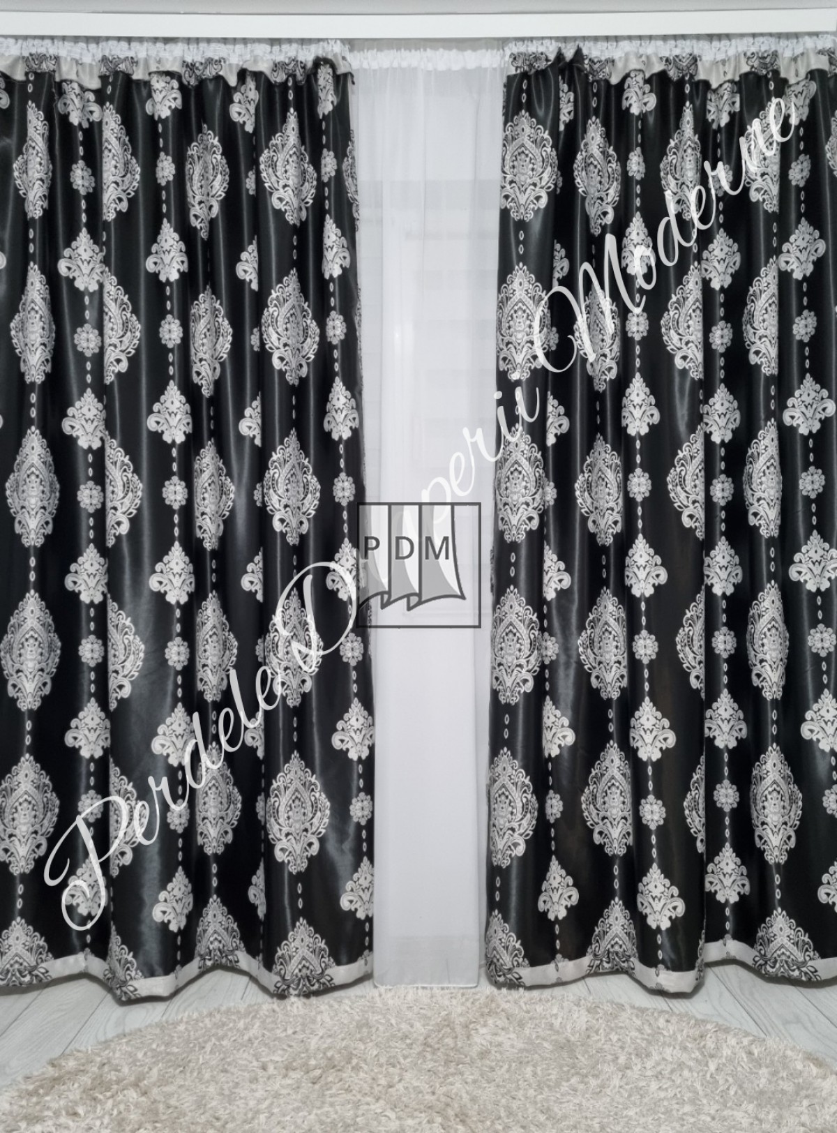 poze Draperie Blackout,negru/gri,model baroc
