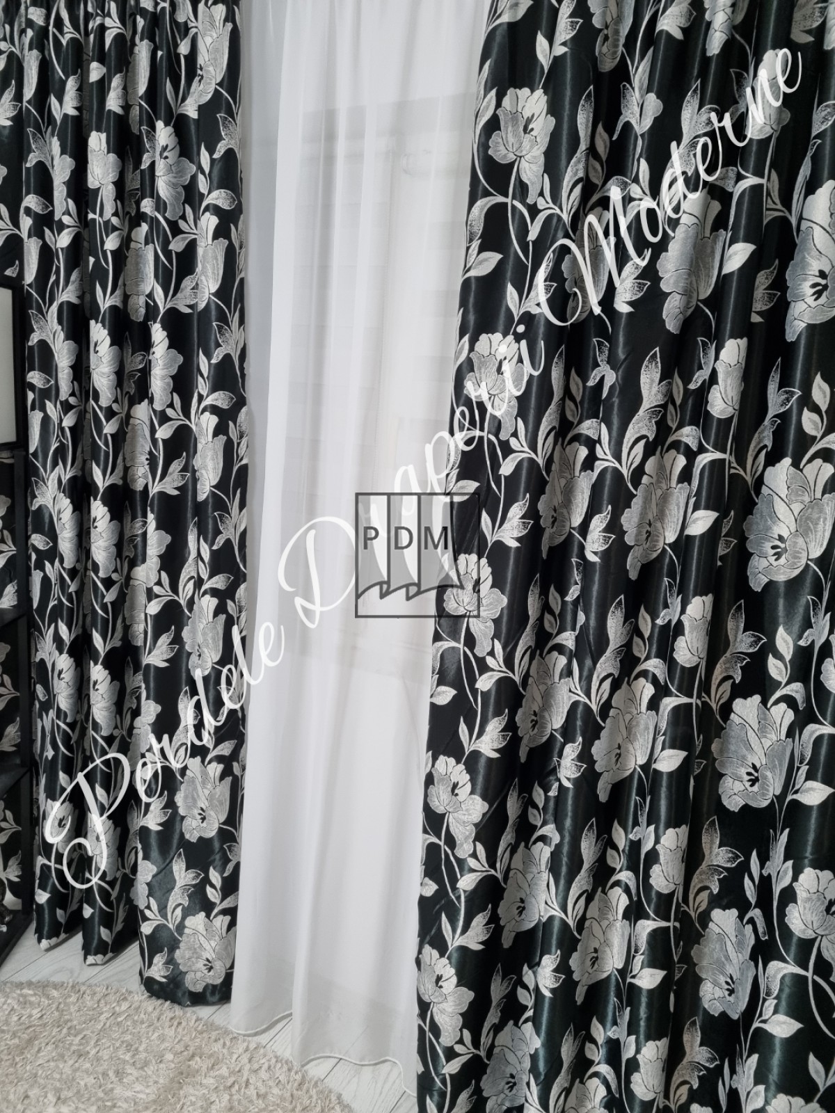 Draperie Blackout,negru/gri imagine 2