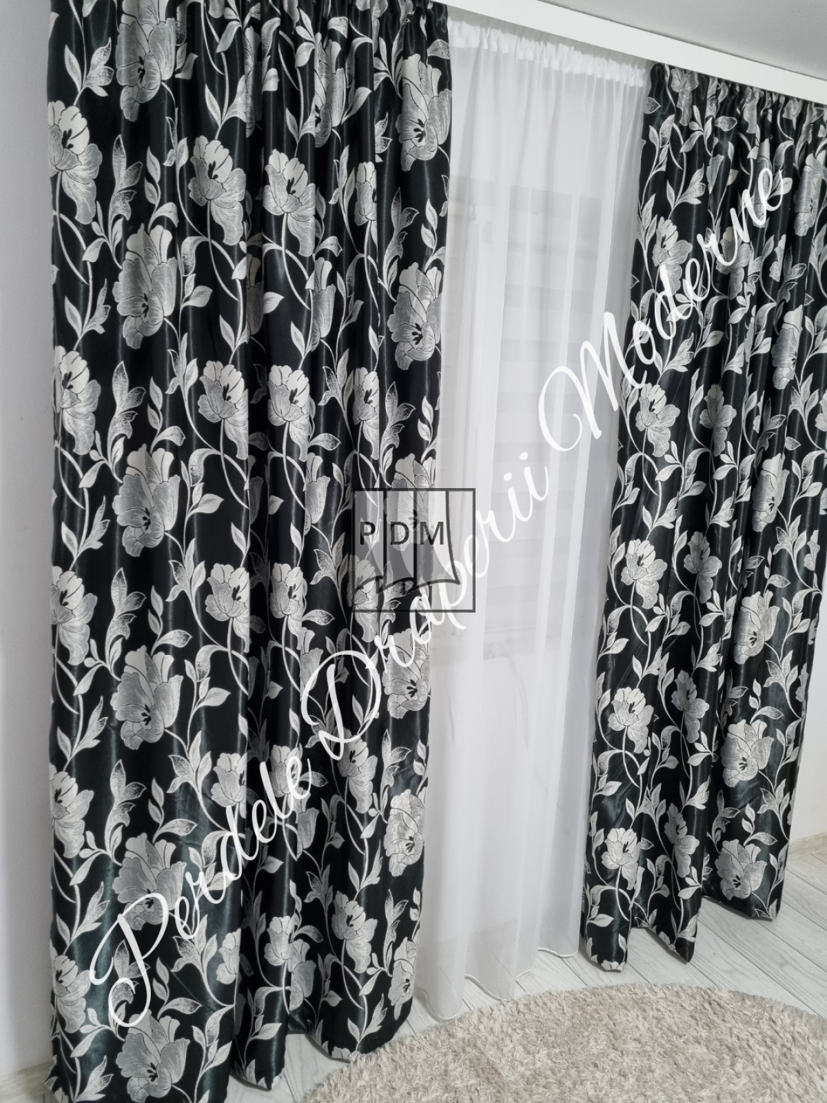 Draperie Blackout,negru/gri imagine 4