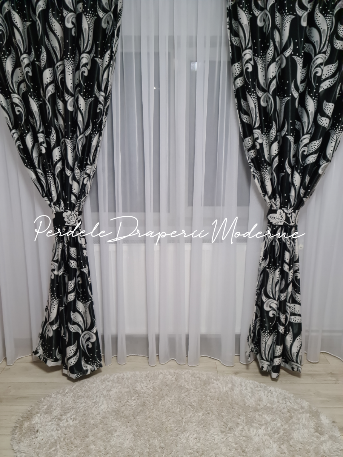 Draperie Blackout,negru/gri imagine 2
