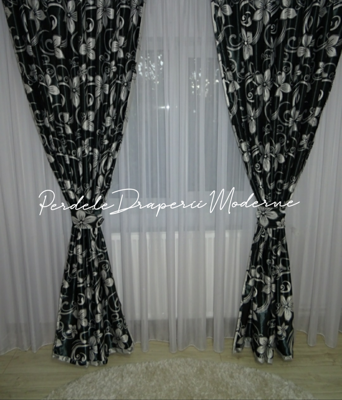 Draperie Blackout,negru/gri imagine 2