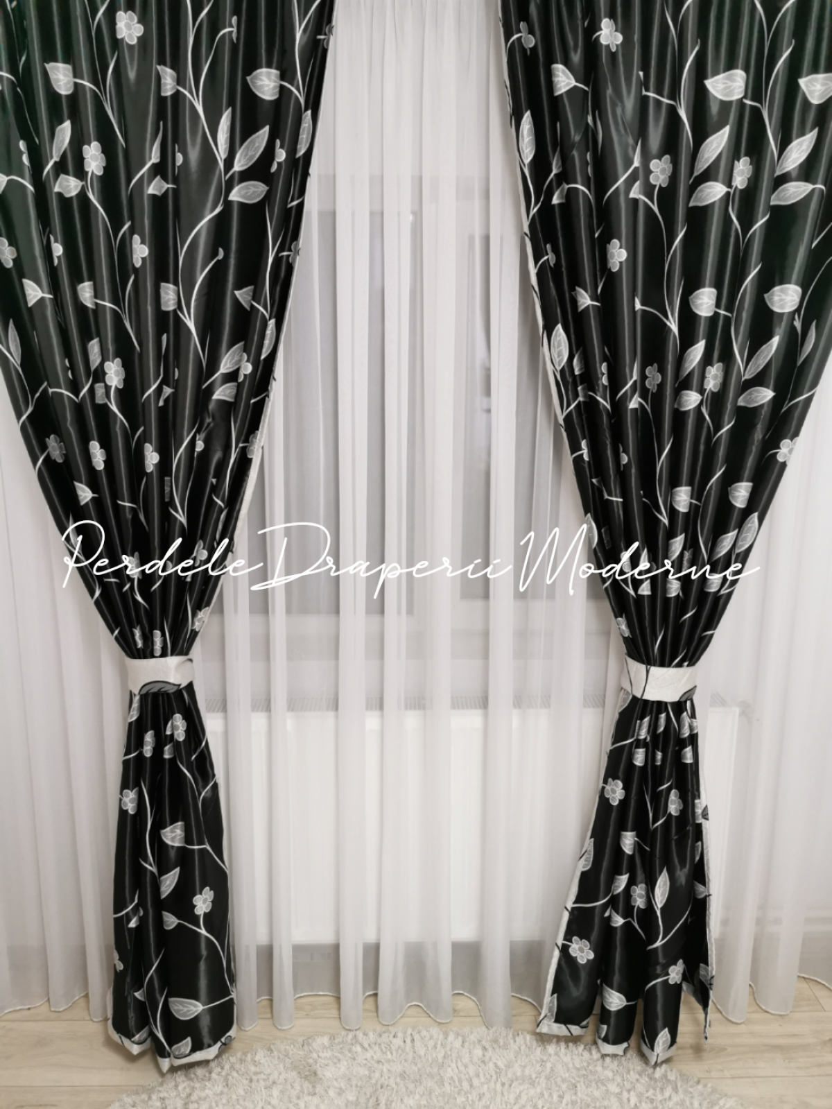 Draperie Blackout,negru/gri imagine 2