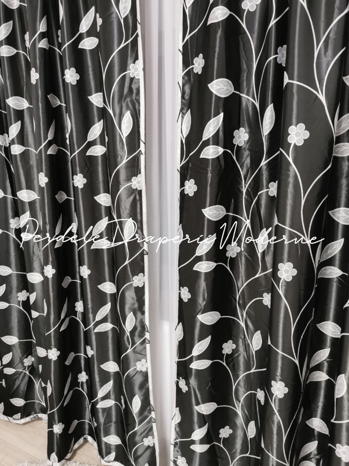 Draperie Blackout,negru/gri imagine 3     