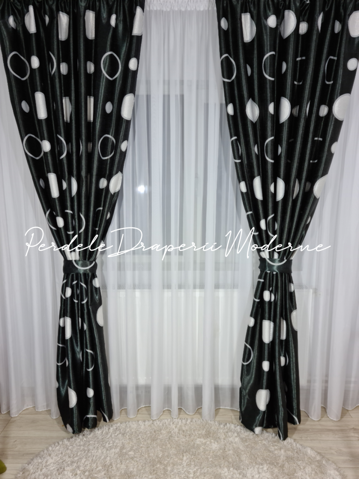 Draperie Blackout,negru/gri imagine 2