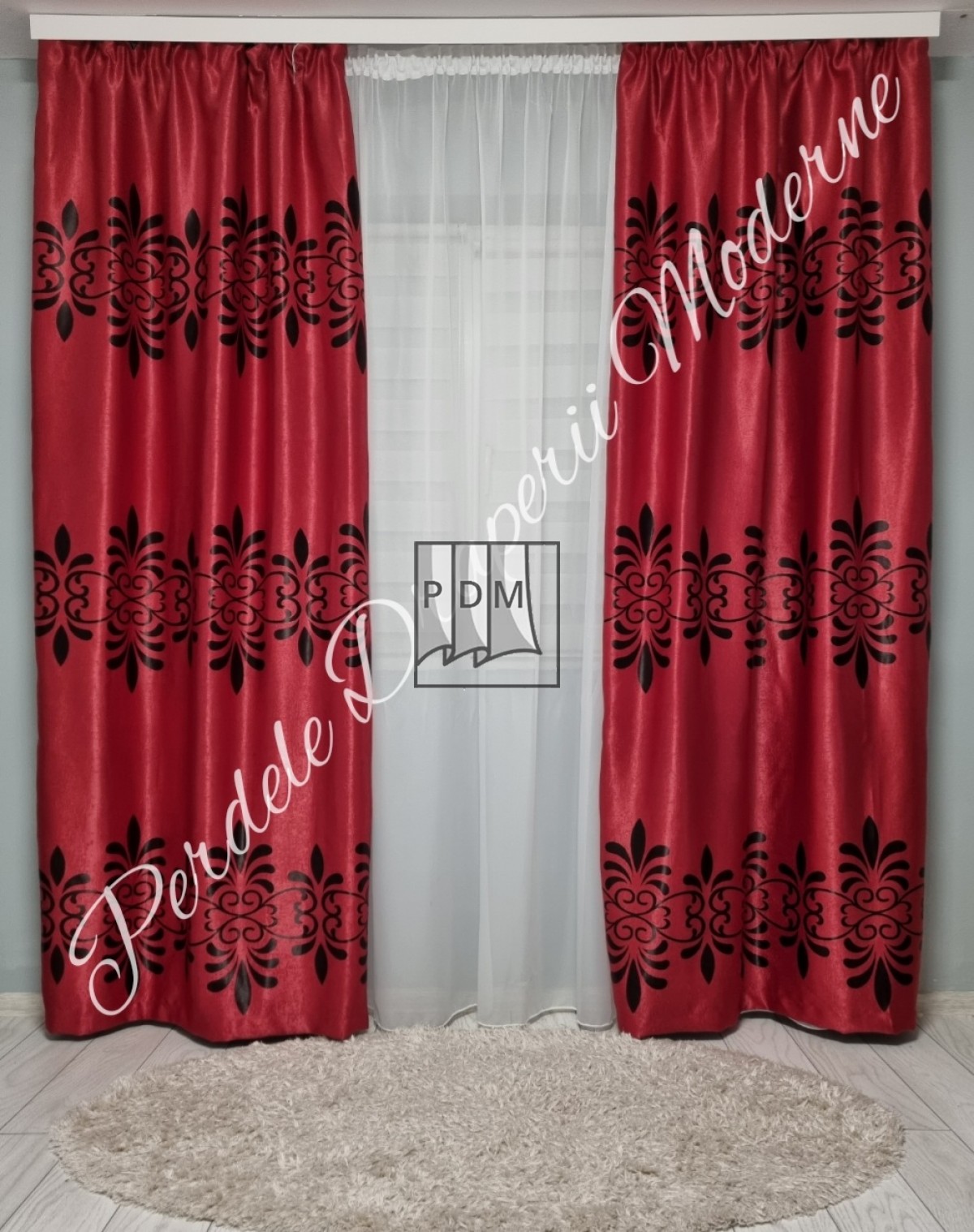 poze Draperie Blackout,rosu/negru