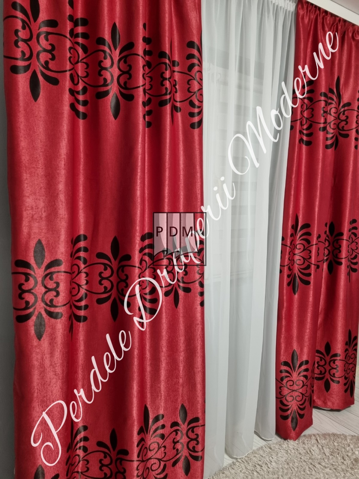 Draperie Blackout,rosu/negru imagine 4