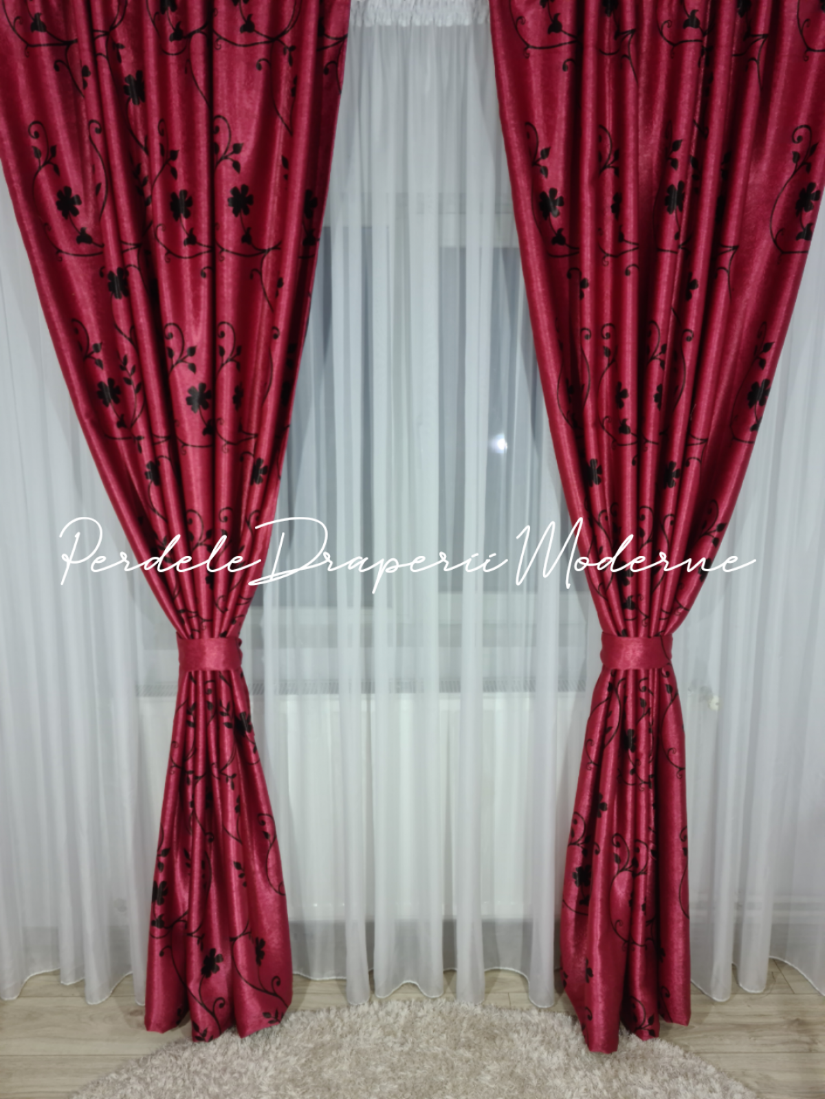 Draperie Blackout,rosu/negru imagine 2