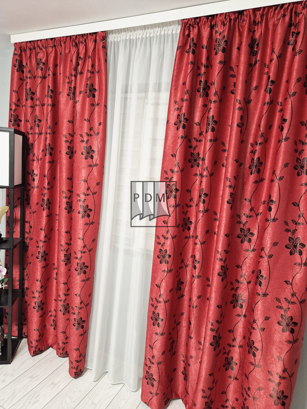 Draperie Blackout,rosu/negru imagine 2