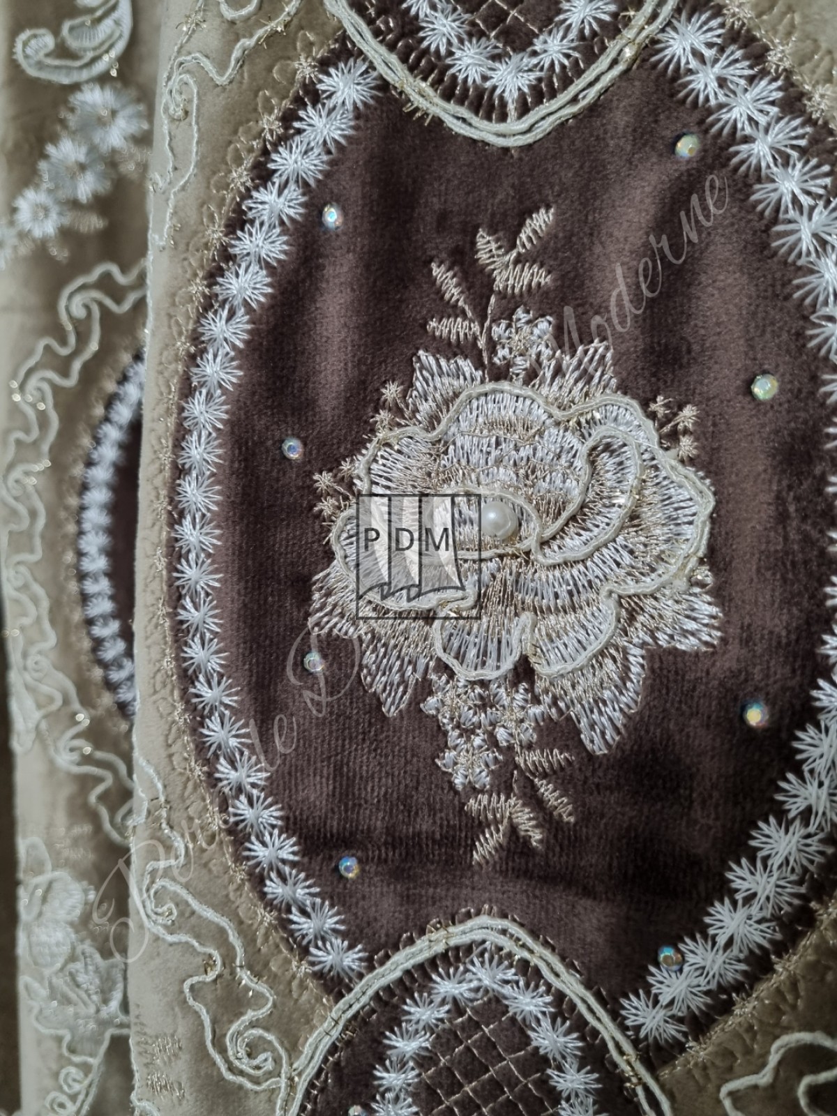 Draperie catifea/broderie, gama lux,capuccino imagine 4