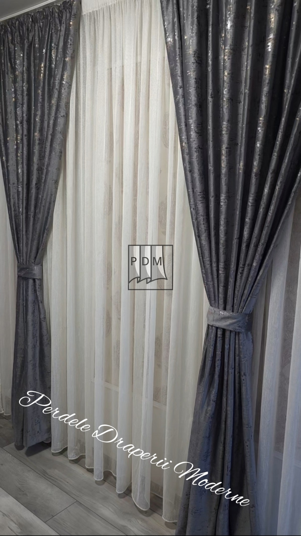 Draperie catifea luxe, gri imagine 2