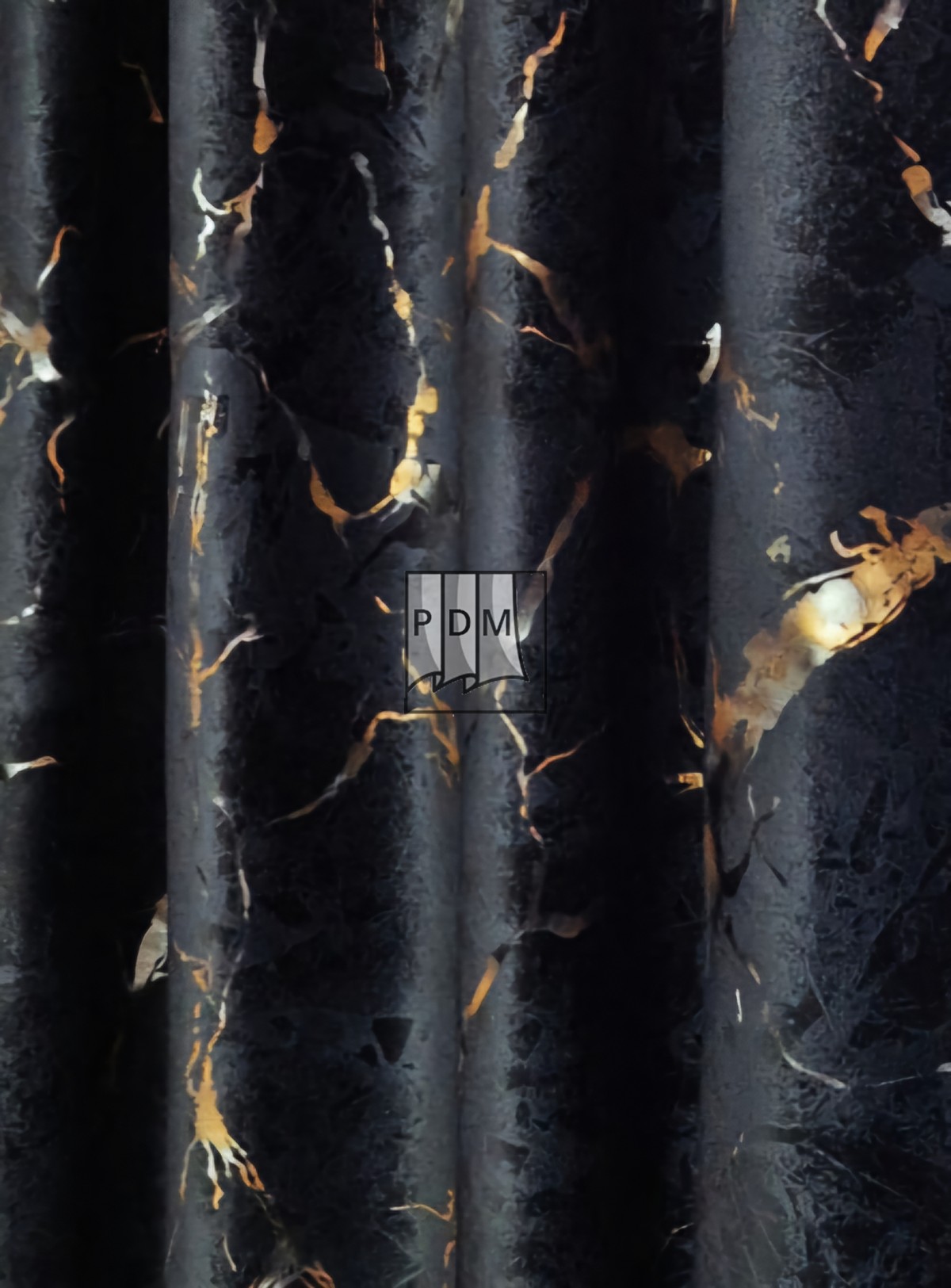 Draperie catifea negru, inserții aurii imagine 2