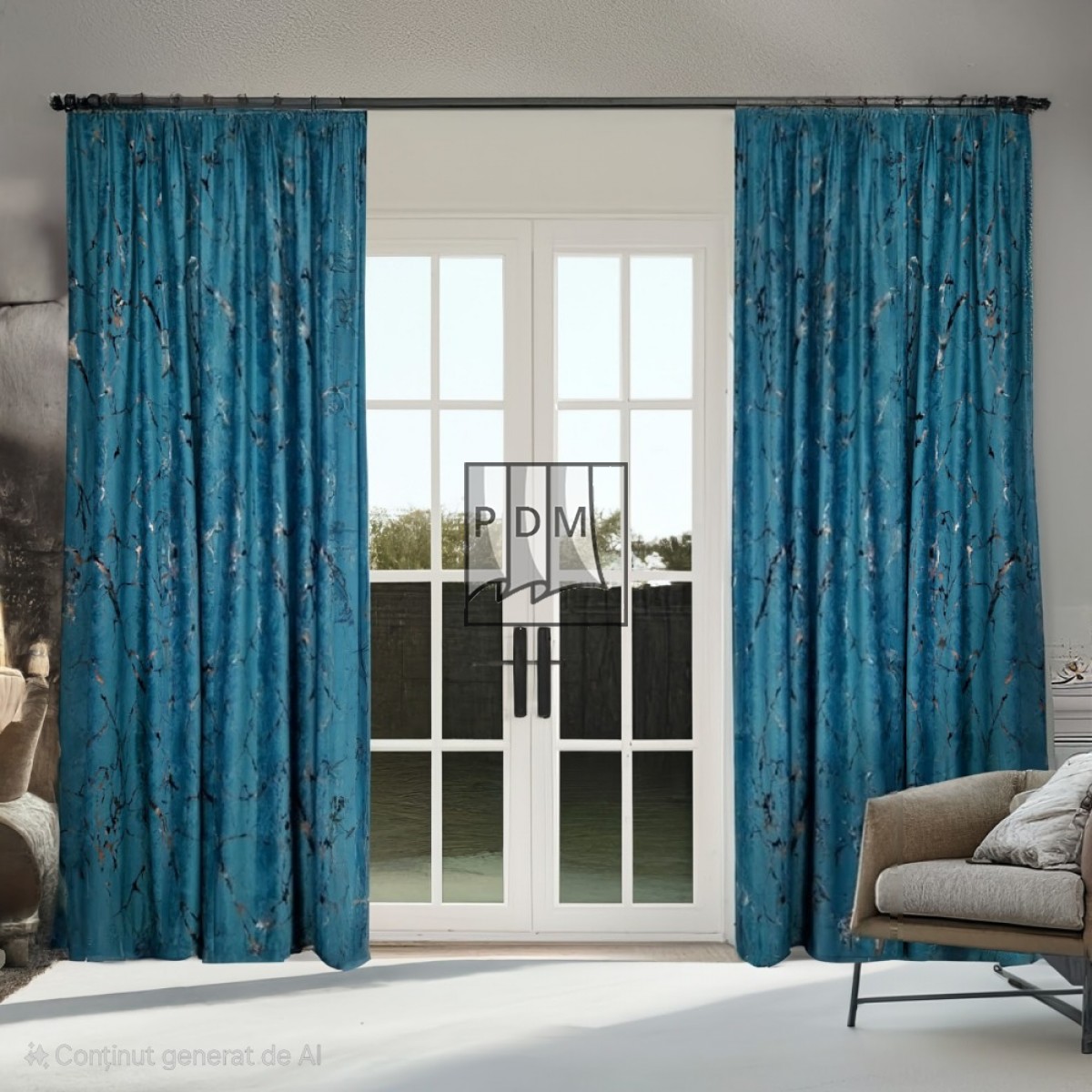 poze Draperie catifea turcoaz,inserții aurii