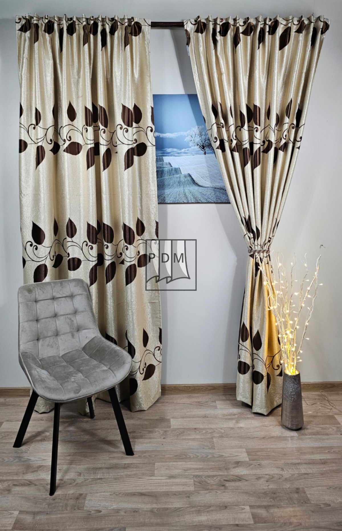 Draperie poliester, cu două fețe, crem/maro, semiopaca imagine 4