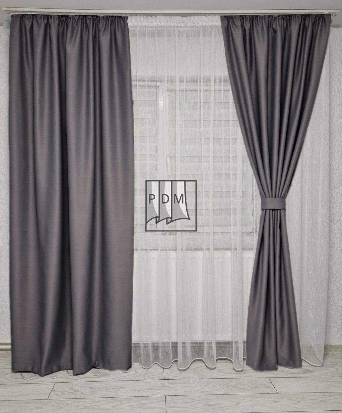 Draperie saten blackout, gri imagine 2