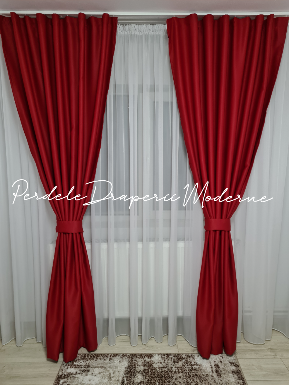 Draperie saten blackout, rosu imagine 2