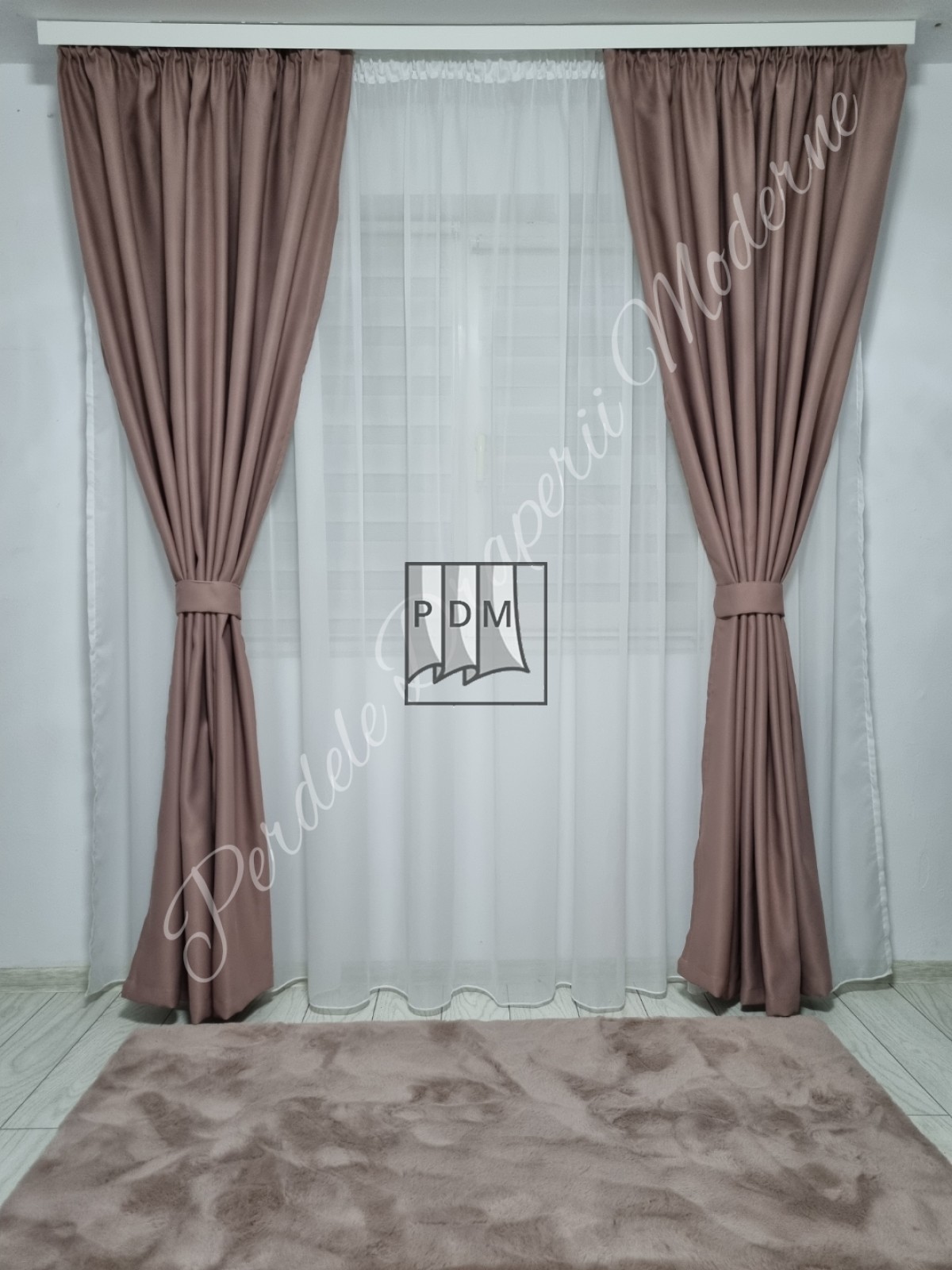 Draperie saten blackout, roz pudră imagine 4