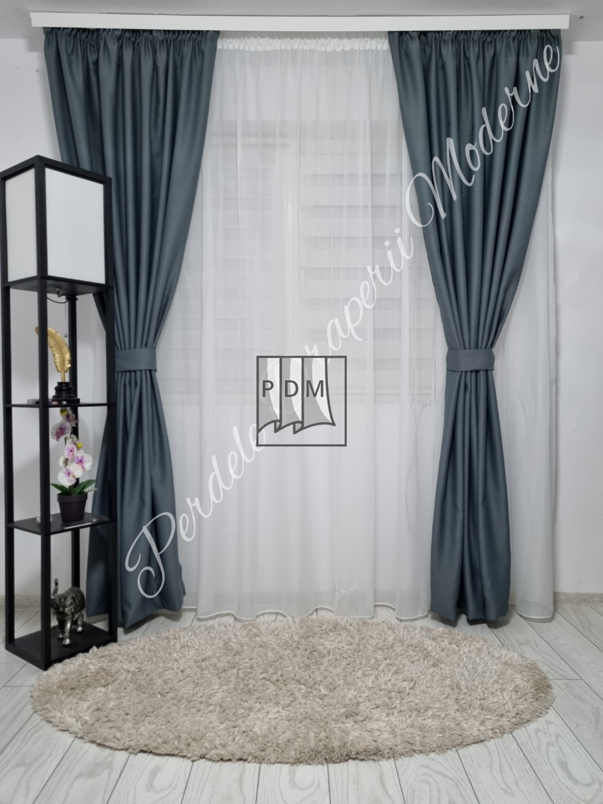 Draperie saten blackout,gri imagine 2