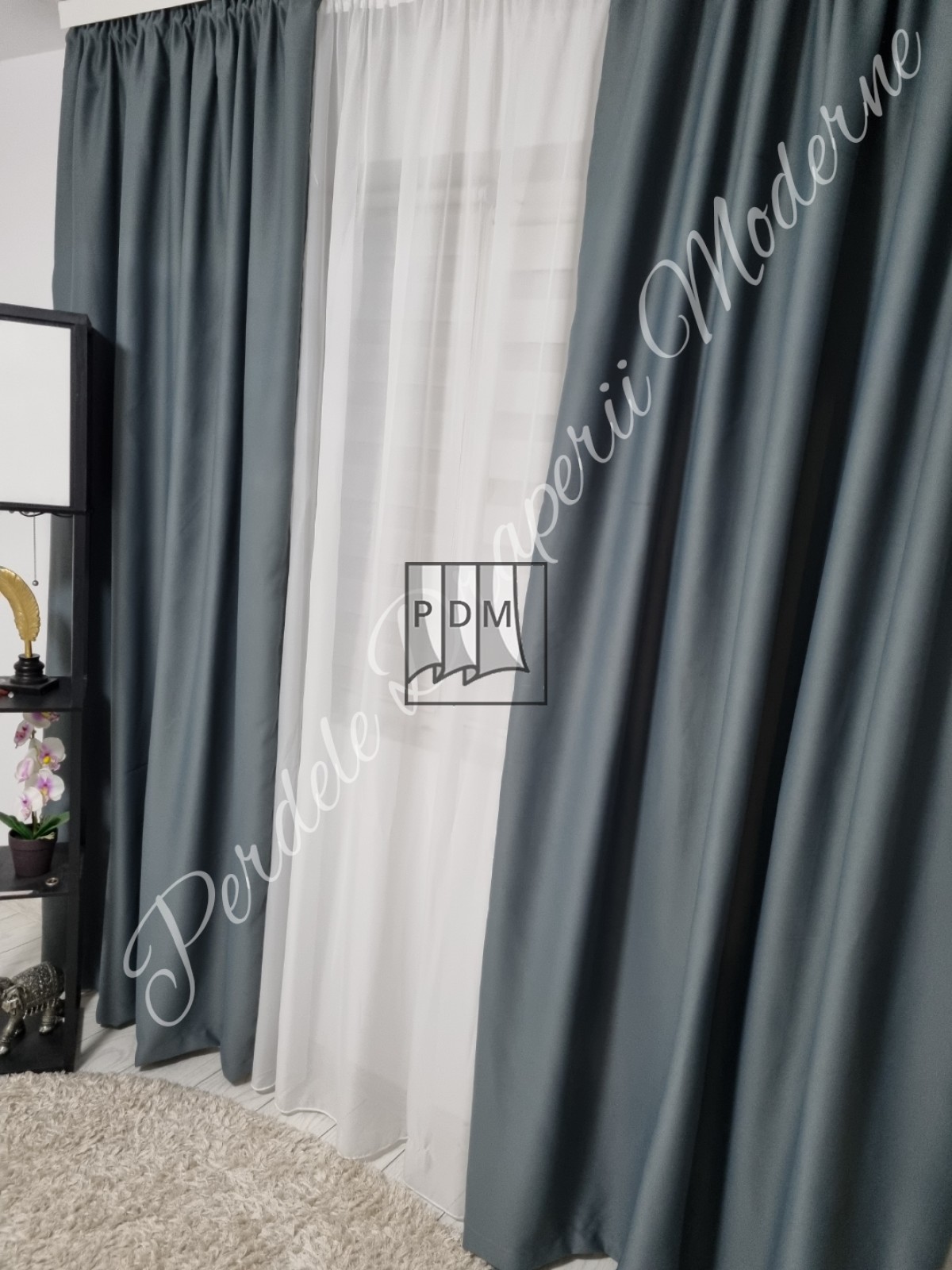 Draperie saten blackout,gri imagine 3     