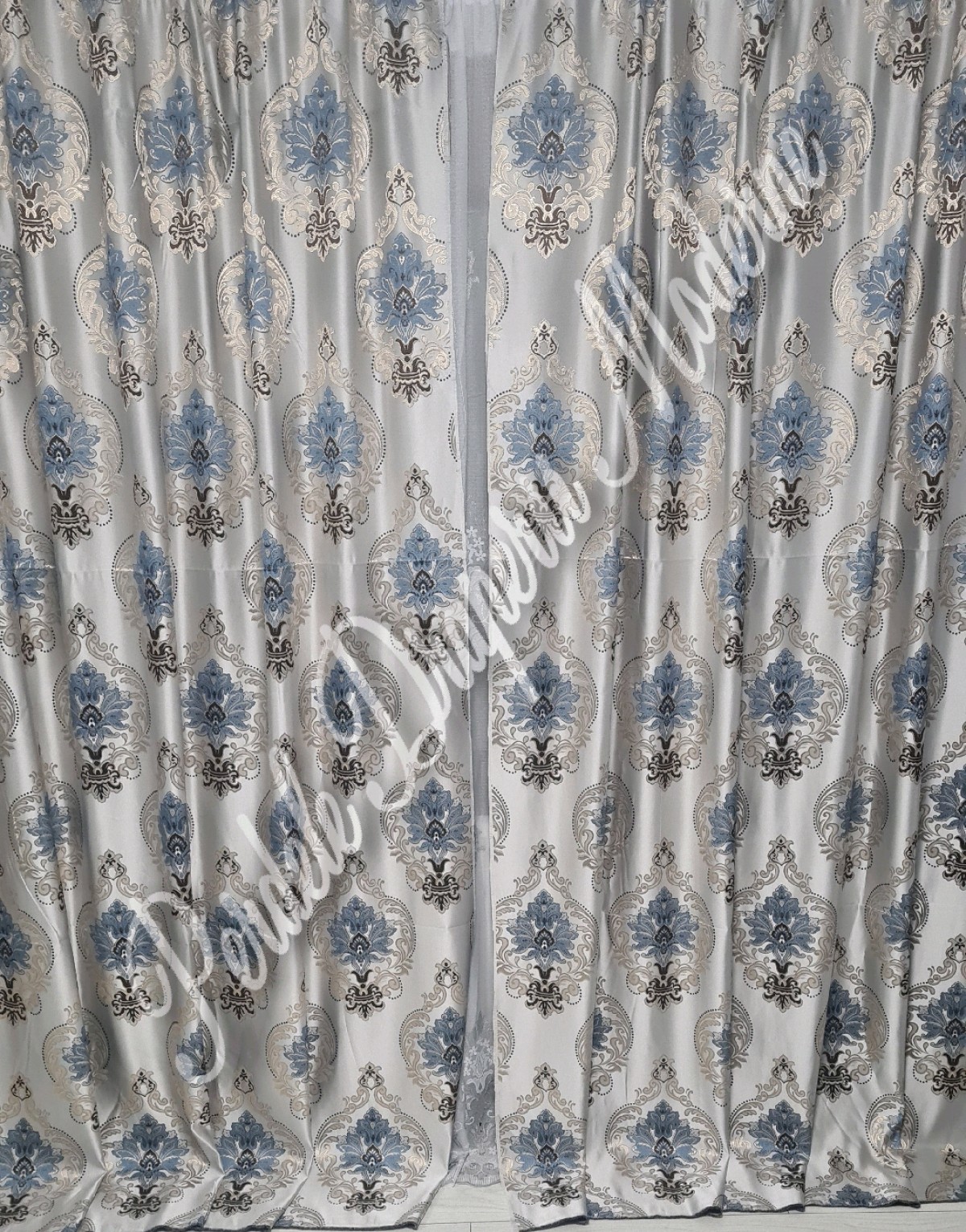 poze Draperie saten,gri/albastru