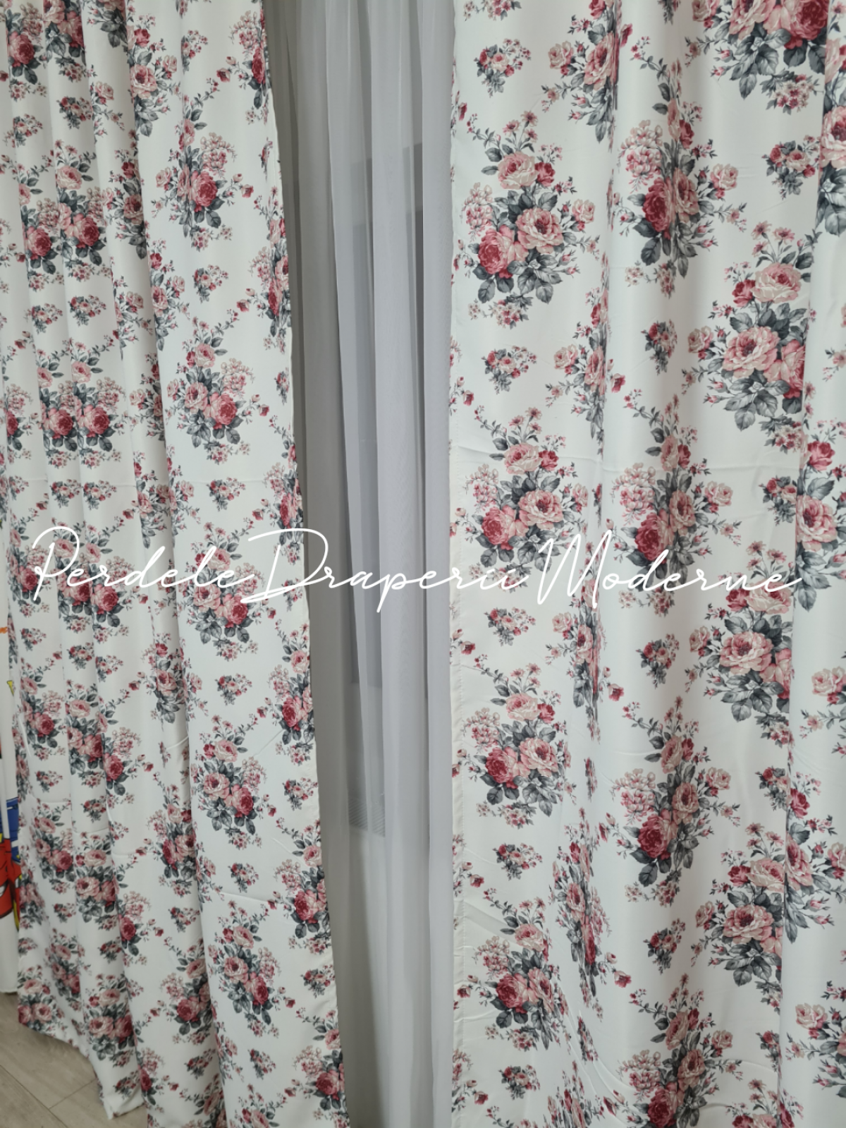 Draperie saten,imprimeu floral imagine 2