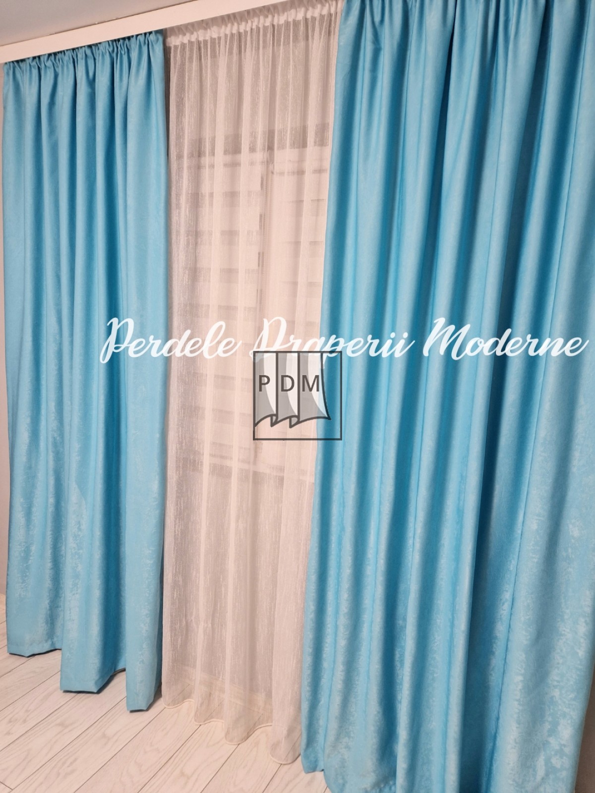 Draperie soft, turcoaz deschis imagine 2